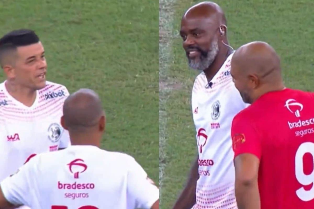 D'ALESSANDRO XINGA ADRIANO IMPERADOR, EX-FLAMENGO, DURANTE O JOGO DAS ESTRELAS - ENTENDA